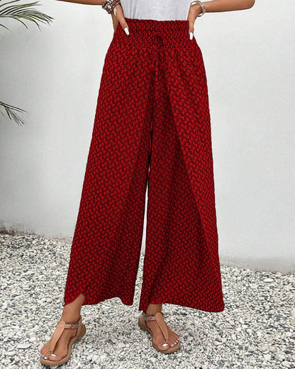Olivia | Wide Leg Flowy Printed Pants