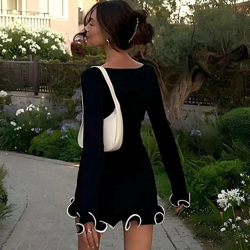Long sleeve ruffle mini dress, view 13