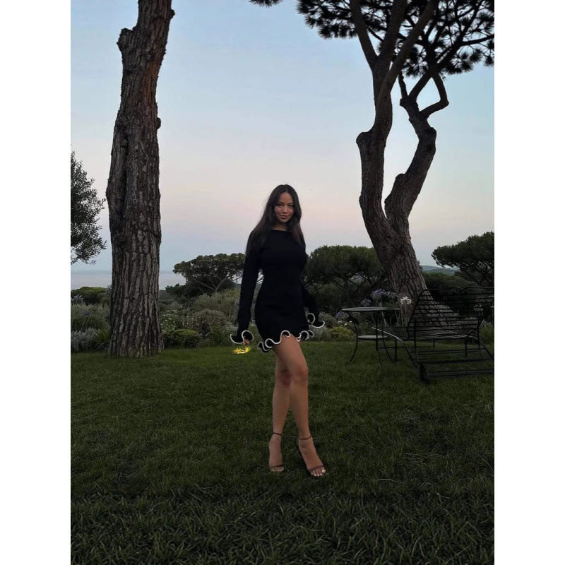 Long sleeve ruffle mini dress, view 2
