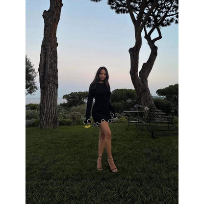 Long sleeve ruffle mini dress, view 2
