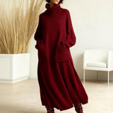 Turtleneck sweater midi dress for women