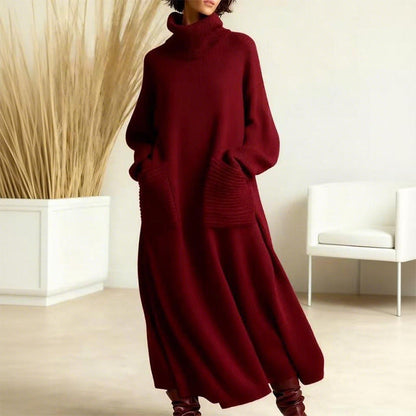 Turtleneck sweater midi dress for women