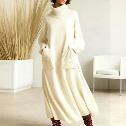 Turtleneck sweater midi dress for women view 2