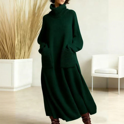 Turtleneck sweater midi dress for women view 3