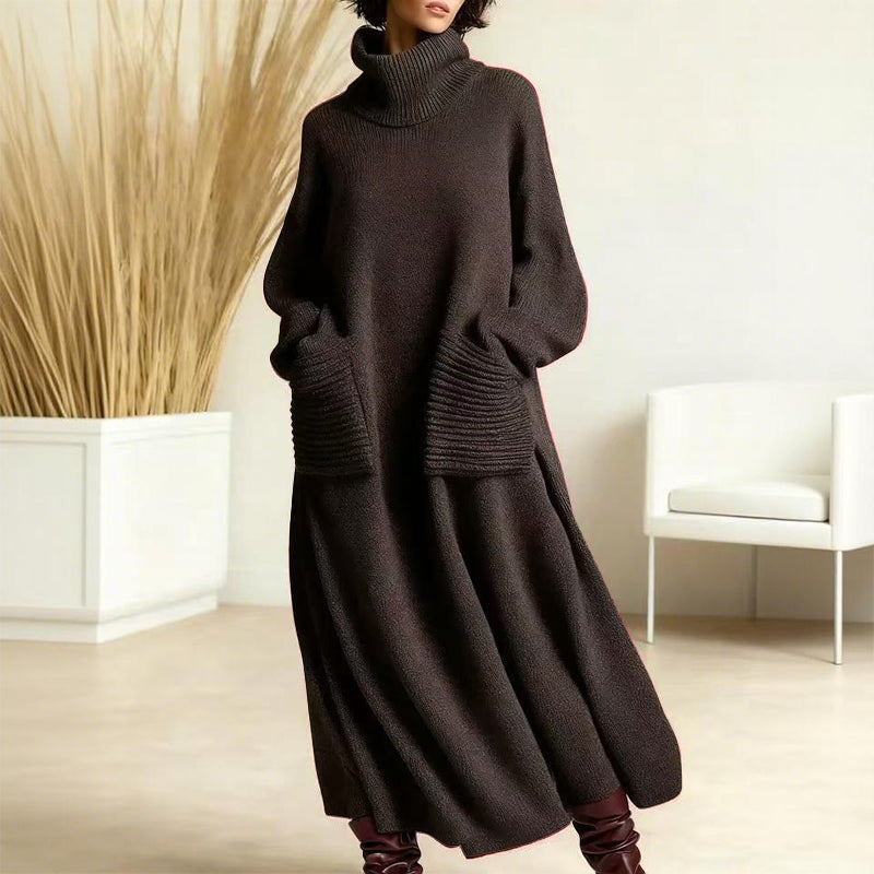 Turtleneck sweater midi dress for women view 4