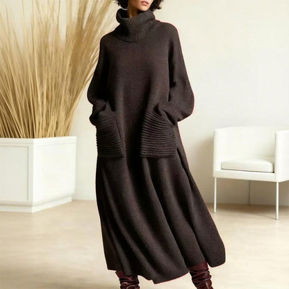 Turtleneck sweater midi dress for women view 4