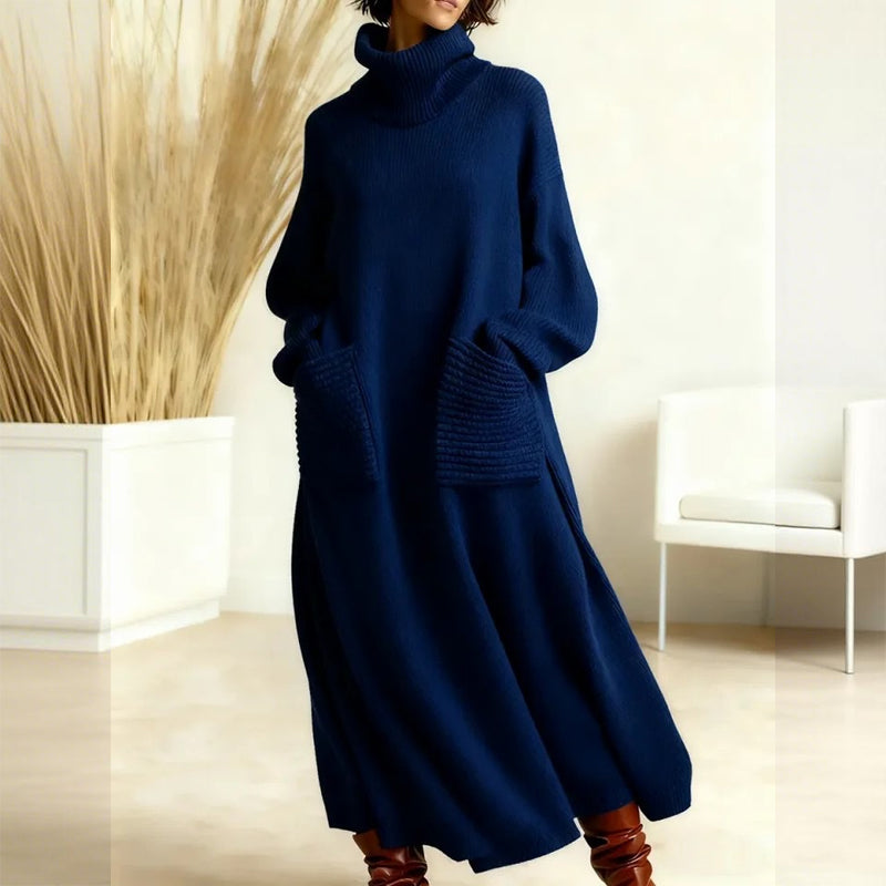 Turtleneck sweater midi dress for women view 5