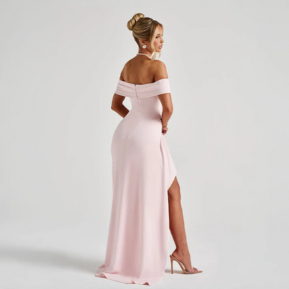 Off-shoulder evening maxi dress