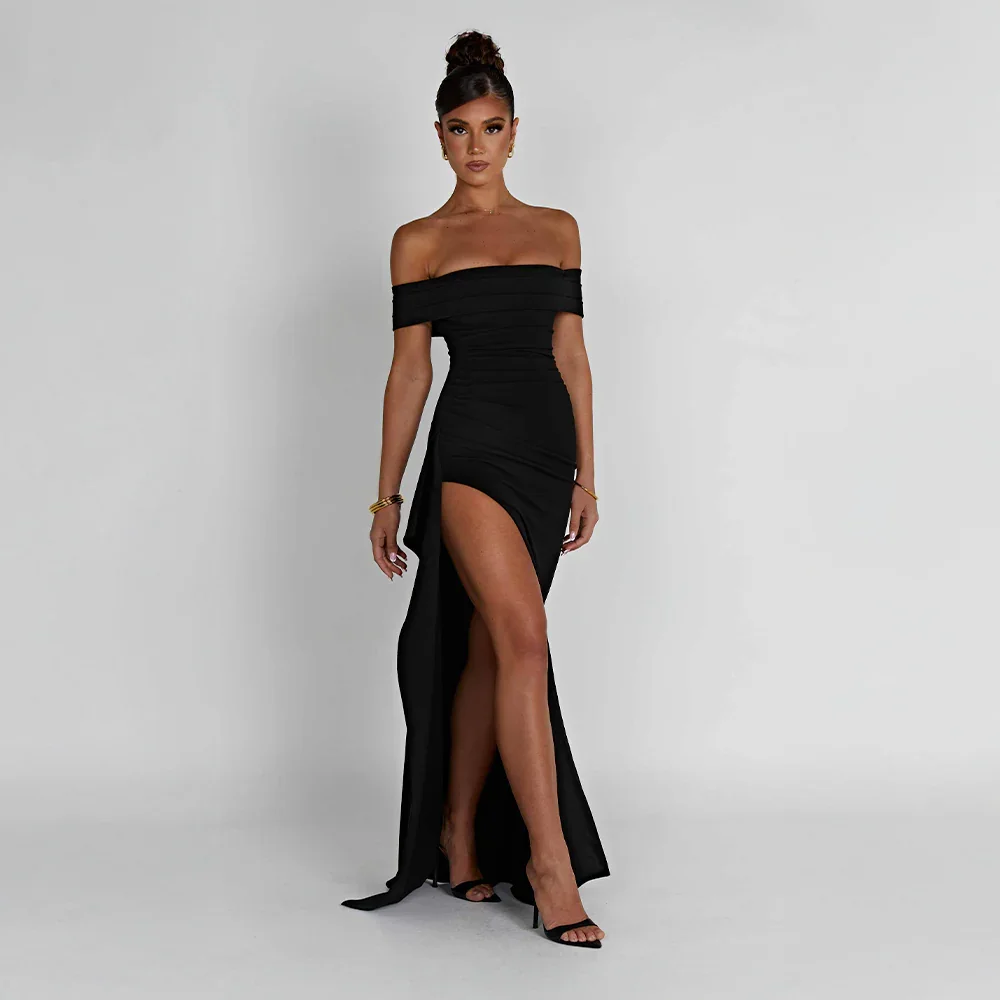 Lorna | Off-Shoulder Maxi Dress with Slit