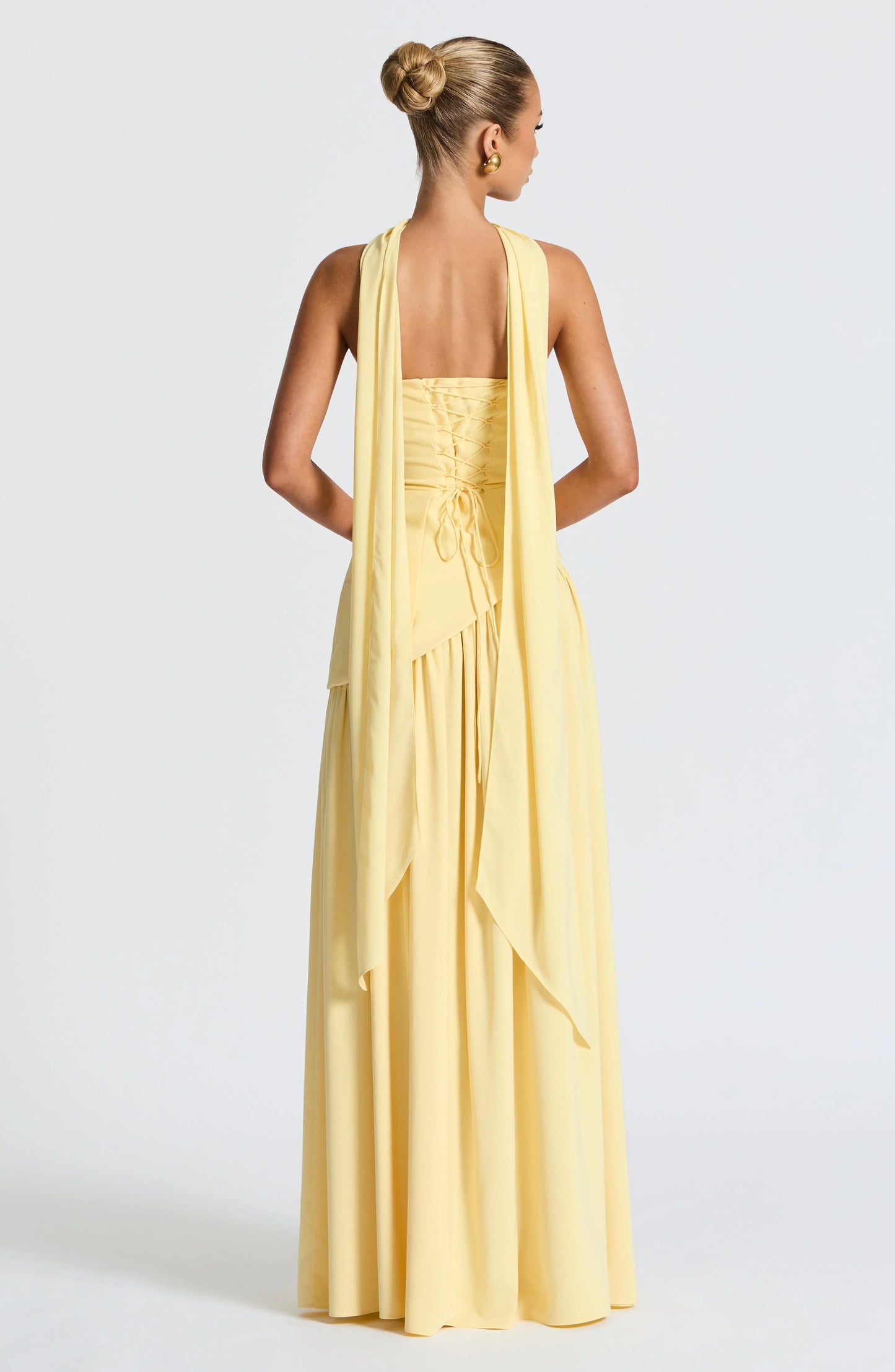 Doris | Structured Strapless Maxi Dress with High Slit