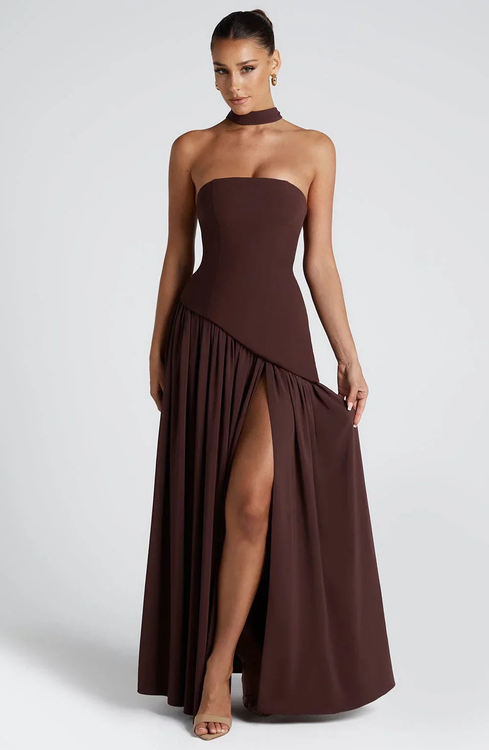 Strapless maxi dress front view