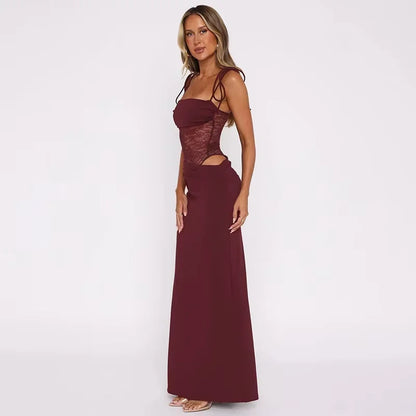 Lucienne | Lace Panel Strapless Bodycon Maxi Dress