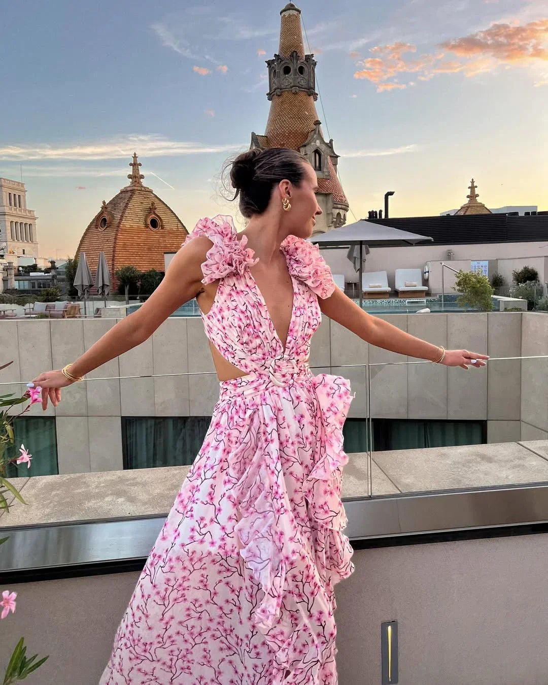 Floral maxi dress for wedding guests