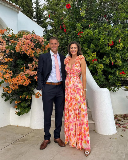 Floral wedding guest maxi dress