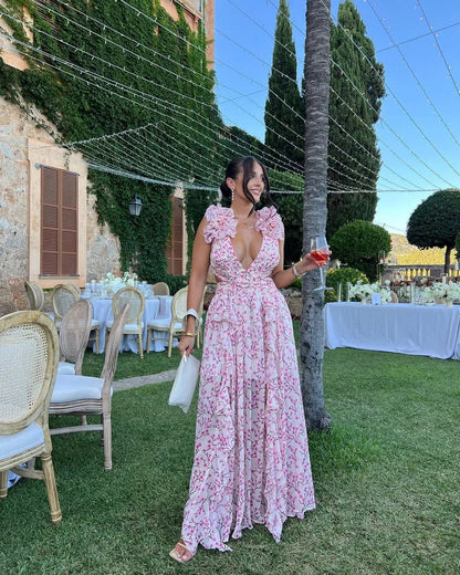 Magnolia | Floral Sleeveless Wedding Guest Maxi Dress