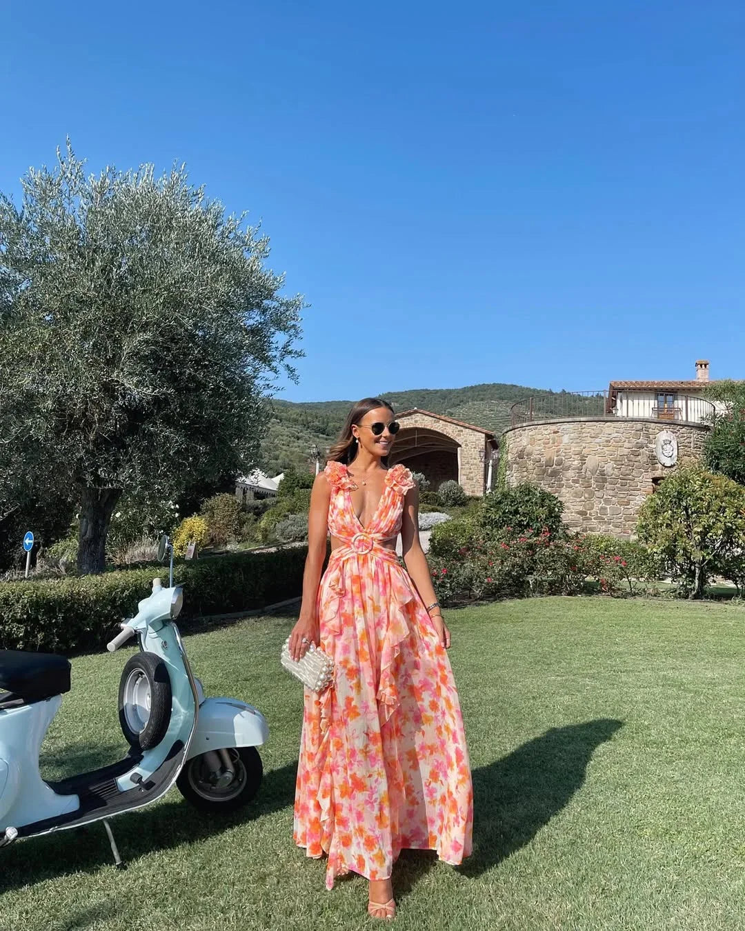 Floral maxi dress front view