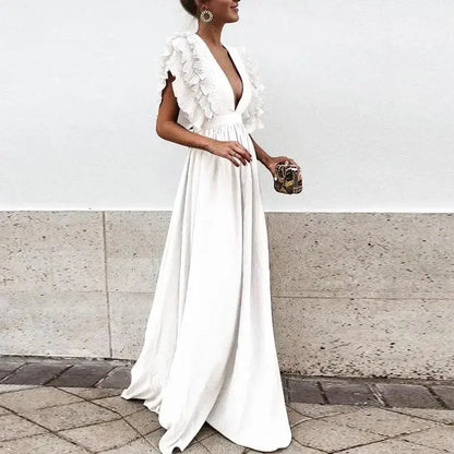 Fluid flutter sleeve maxi dress