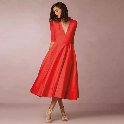 Wedding guest midi dress with pockets