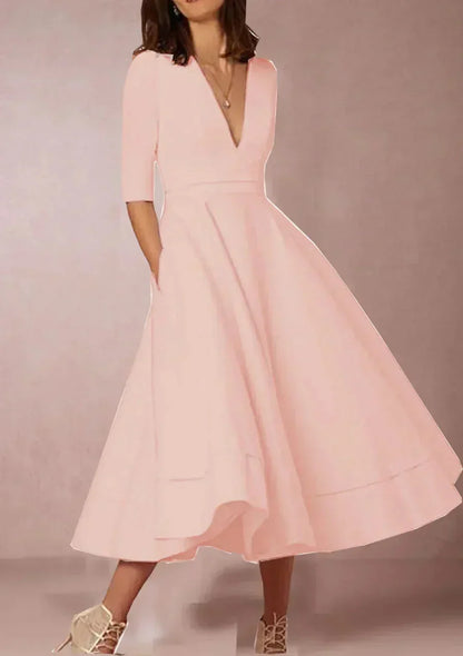 Flared A-line midi dress side view