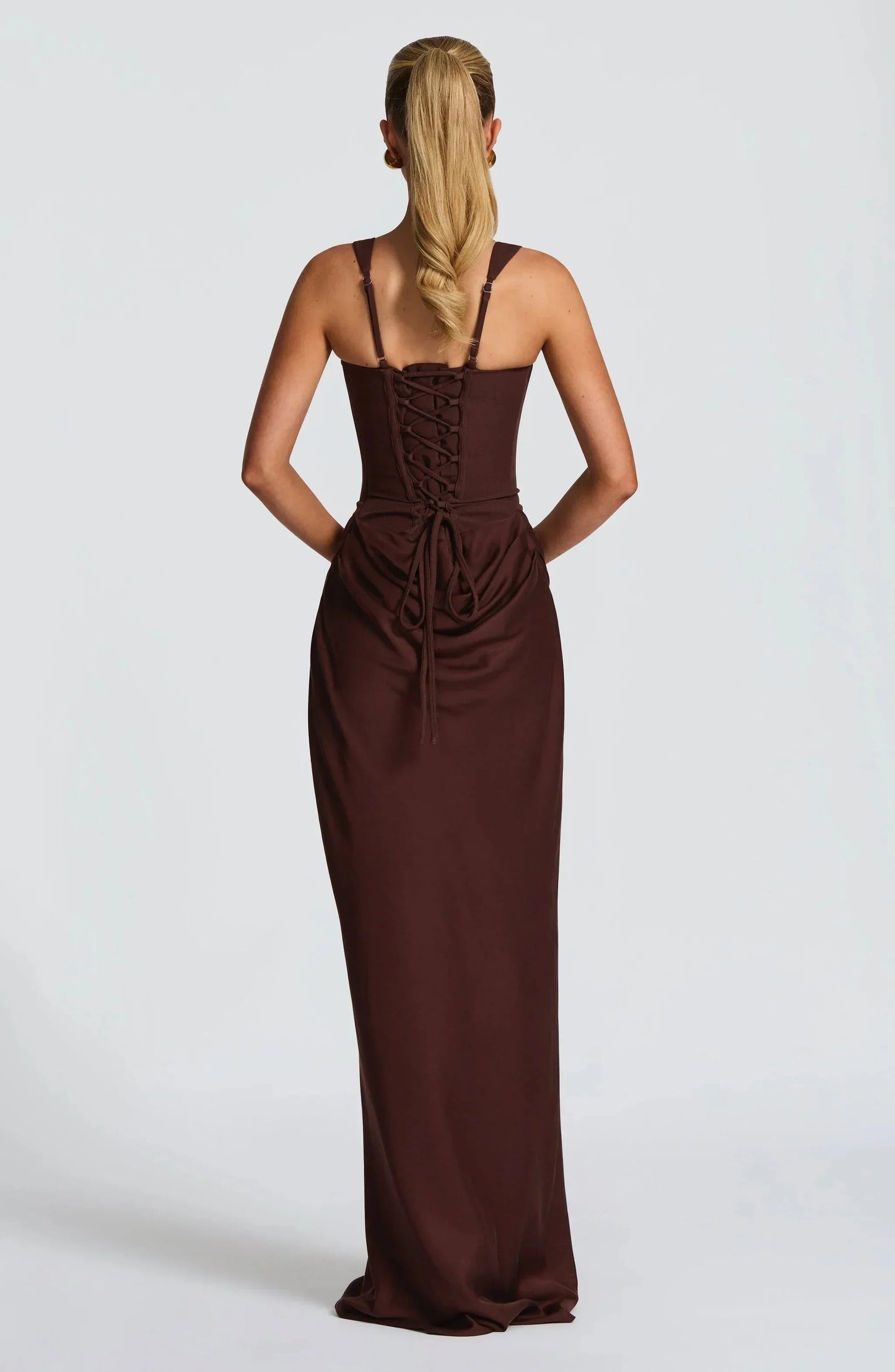 Sleek fitted maxi dress with open back
