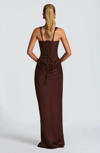 Sleek fitted maxi dress with open back