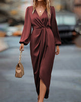 Vestienne long-sleeve wrap midi dress for women