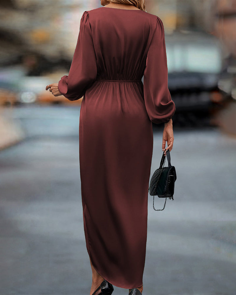 Vestienne | Long-Sleeve Wrap Midi Dress