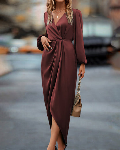 Vestienne wrap midi dress with balloon sleeves