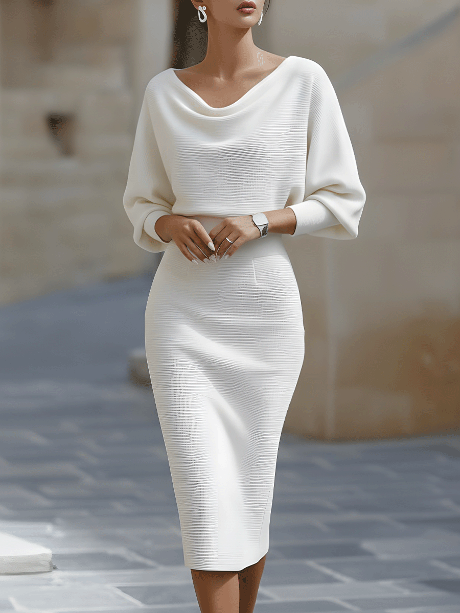 Cowl neck midi dress, alternate angle