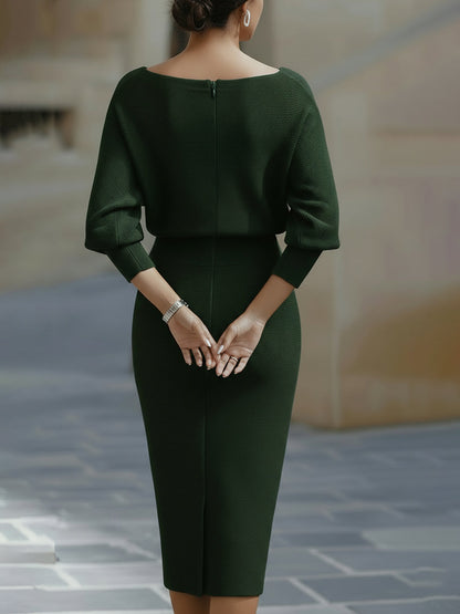 Fitted cowl neck midi dress, further view