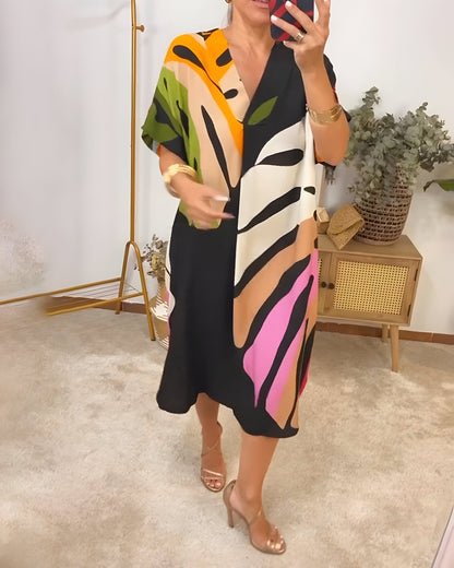 Loose fit abstract midi dress