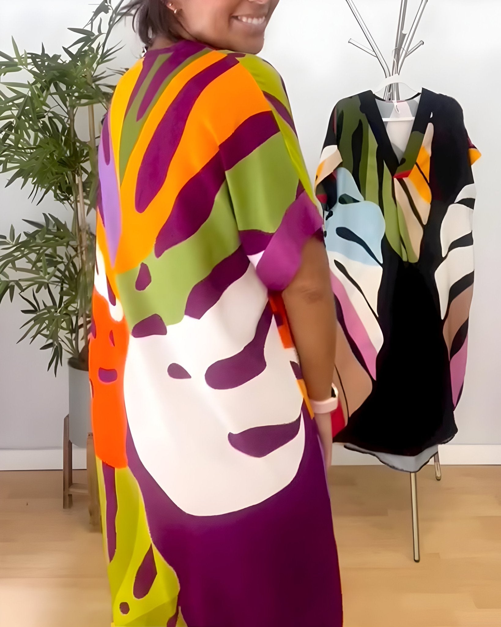 Relaxed abstract midi summer dress