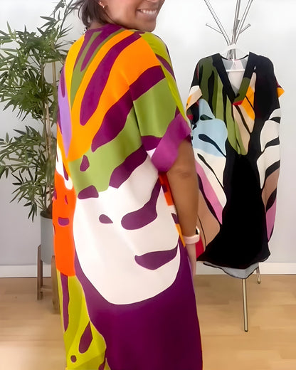 Relaxed abstract midi summer dress
