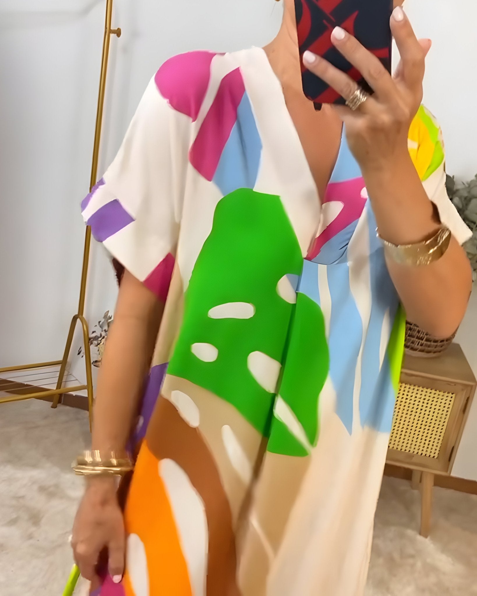 Short sleeve printed midi dress