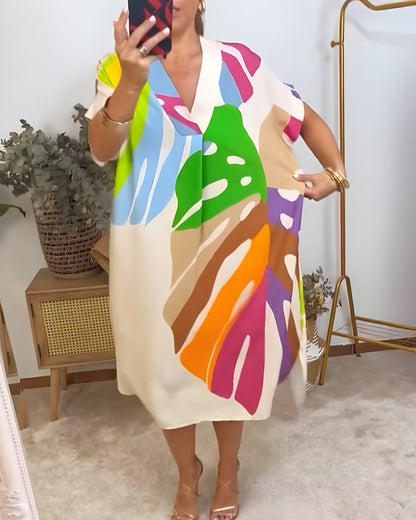 Casual abstract print midi dress