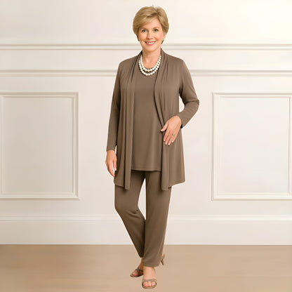 Cardigan top and pants three-piece set