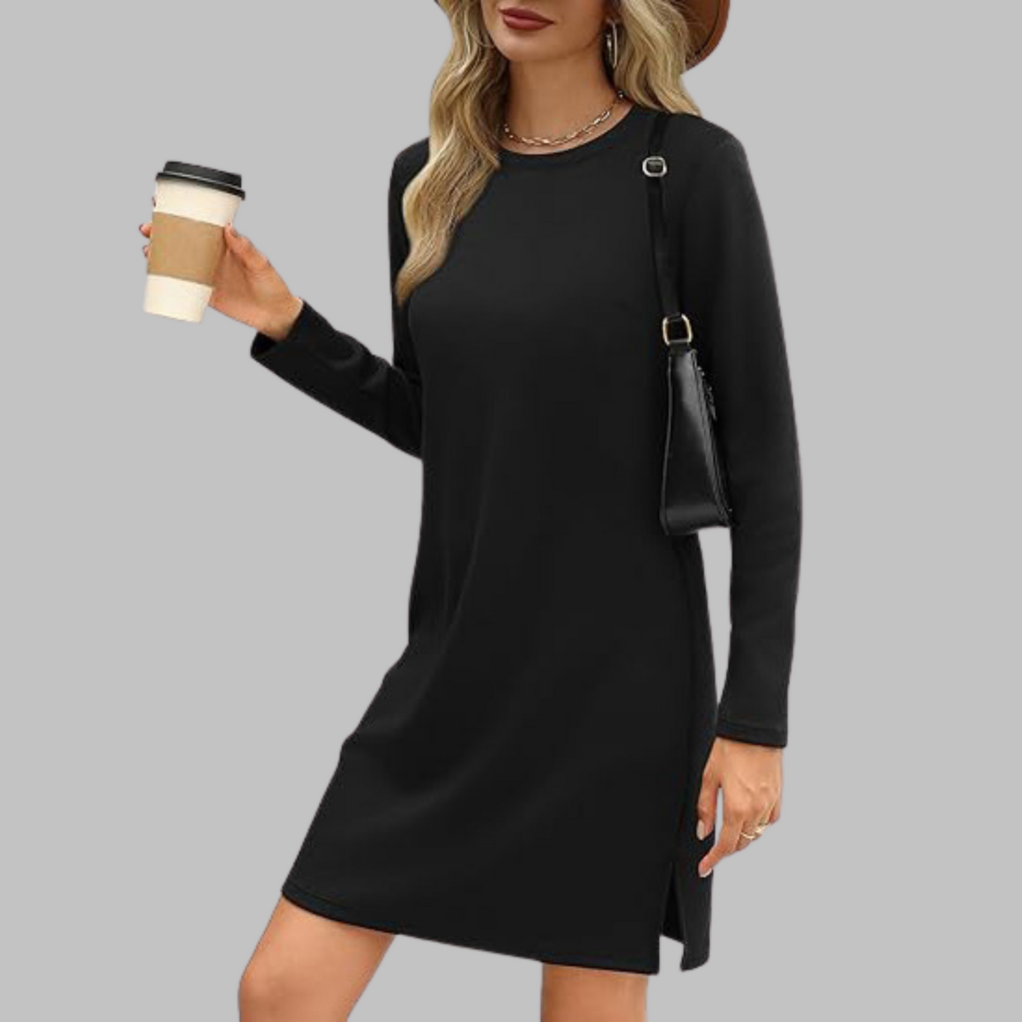 Rowanne relaxed long-sleeve midi dress