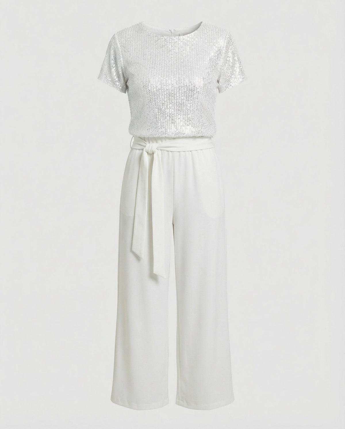 Sequin top and wide-leg trouser two-piece set, back view
