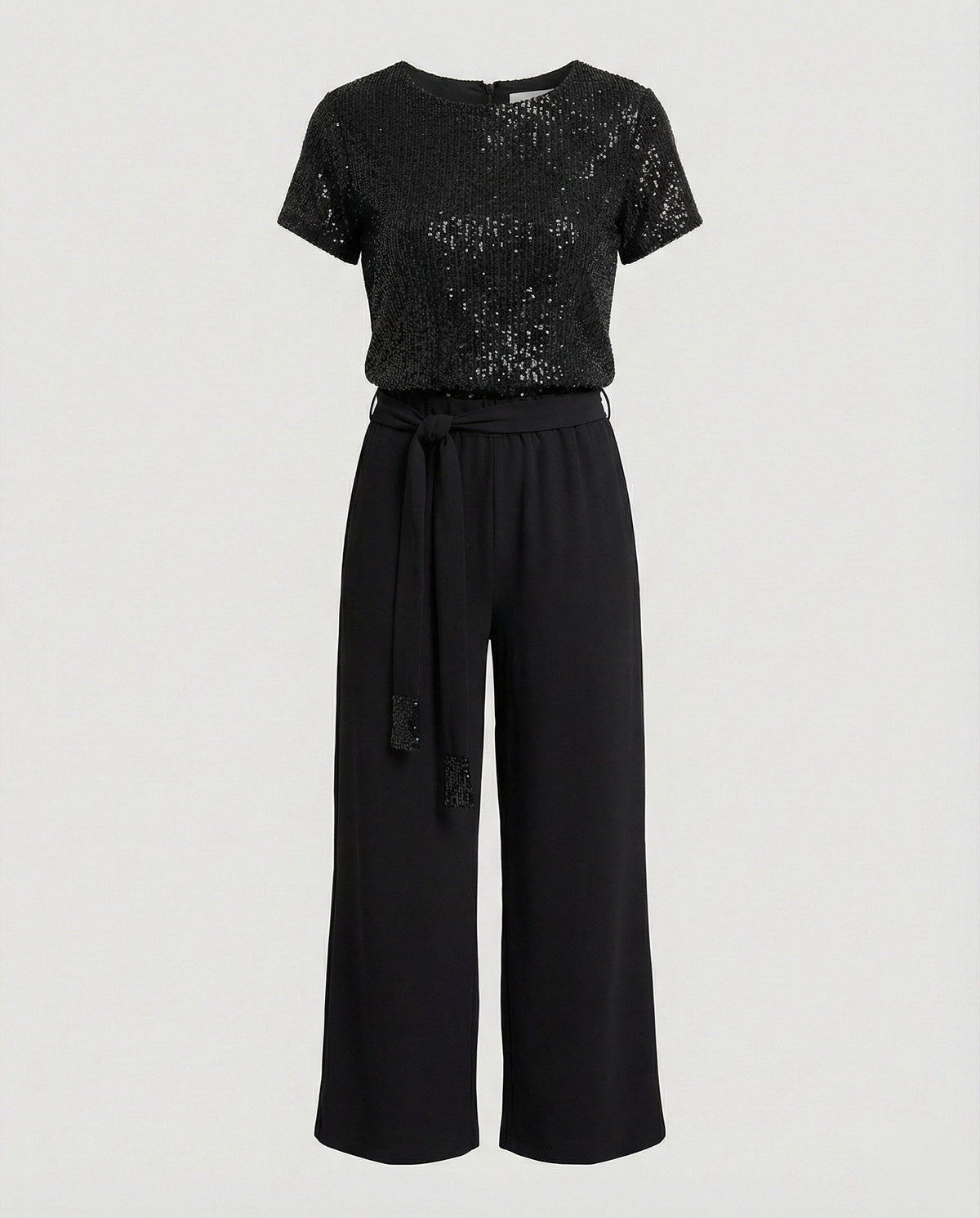Sequin top and wide-leg trouser two-piece set, styled view