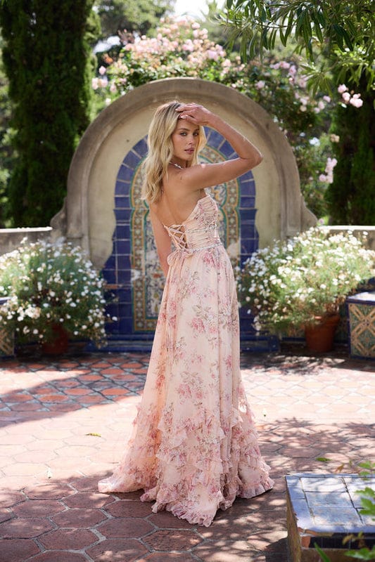 Sage | Strapless Floral Maxi Dress with Slit