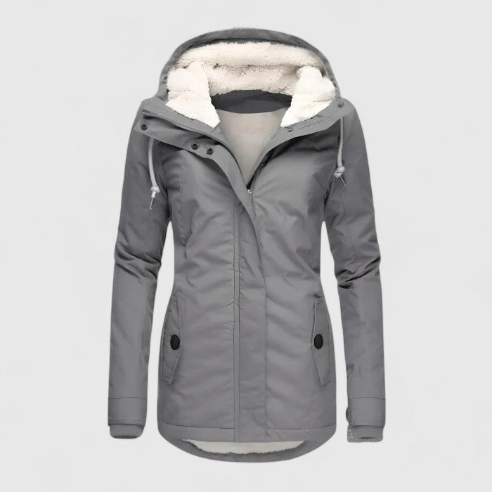 Hooded lined rain jacket, close-up of the fabric