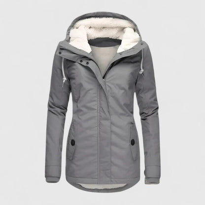 Hooded lined rain jacket, close-up of the fabric