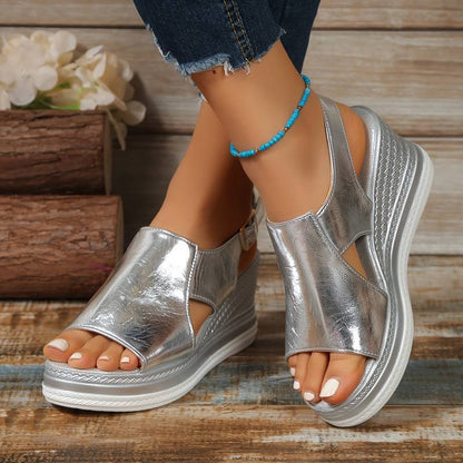 Kimberly star pattern cushioned comfort sandals front view