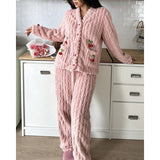 Fleece top and trouser lounge set for women