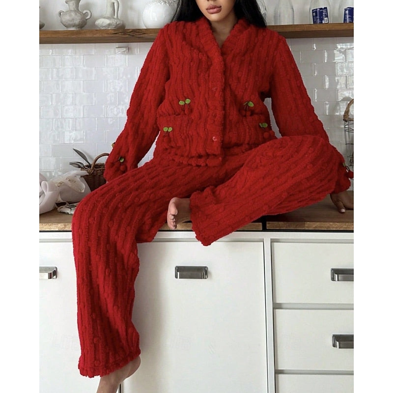 Fleece top and trouser lounge set for women view 11