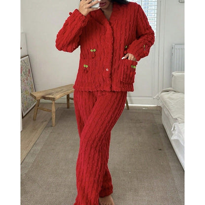 Fleece top and trouser lounge set for women view 12