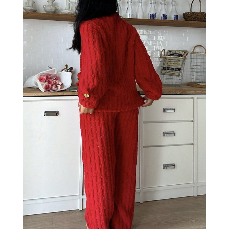 Fleece top and trouser lounge set for women view 13