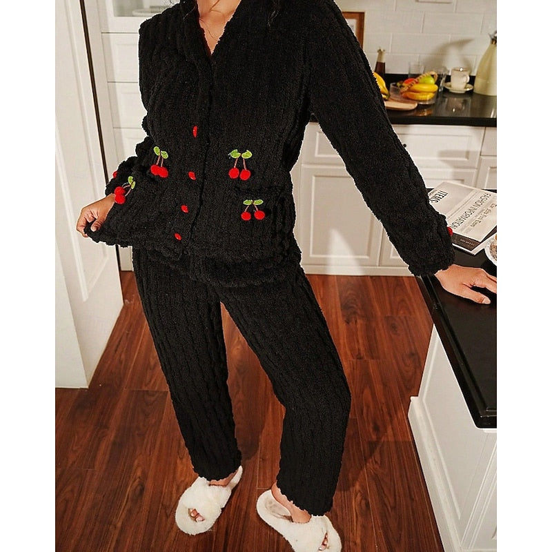 Fleece top and trouser lounge set for women view 15