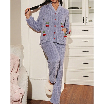 Fleece top and trouser lounge set for women view 16