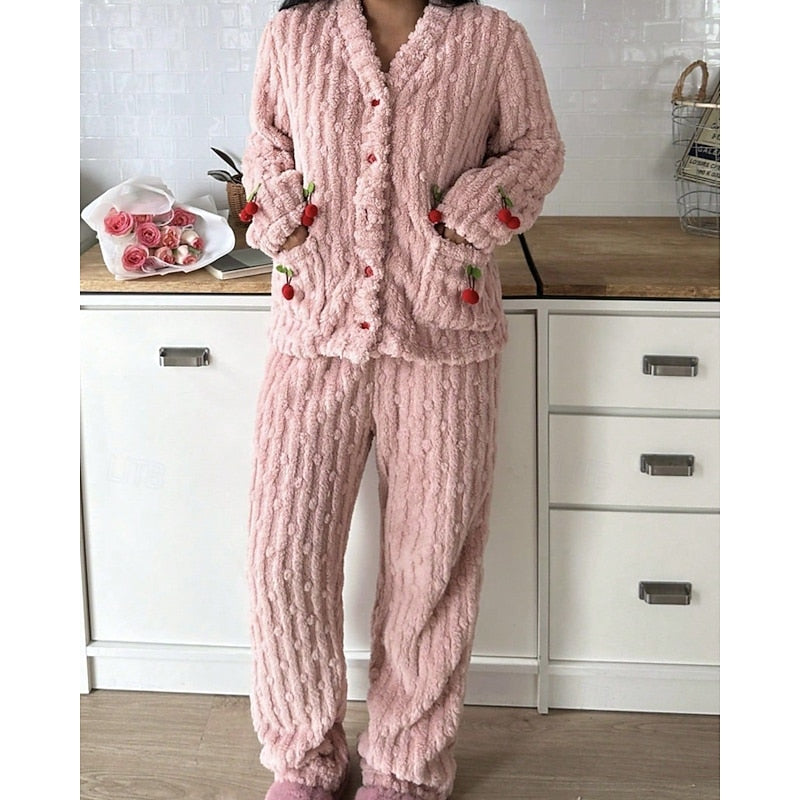Fleece top and trouser lounge set for women view 2